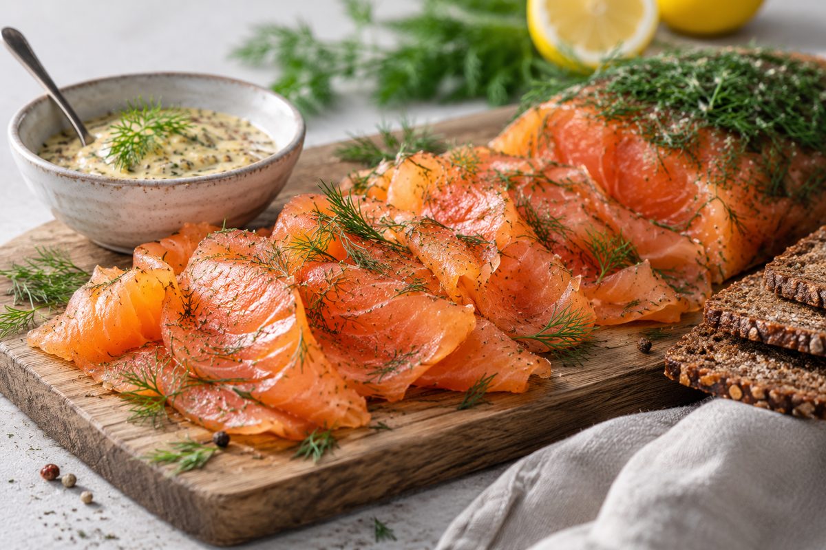Gravad lax med hovmästarsås