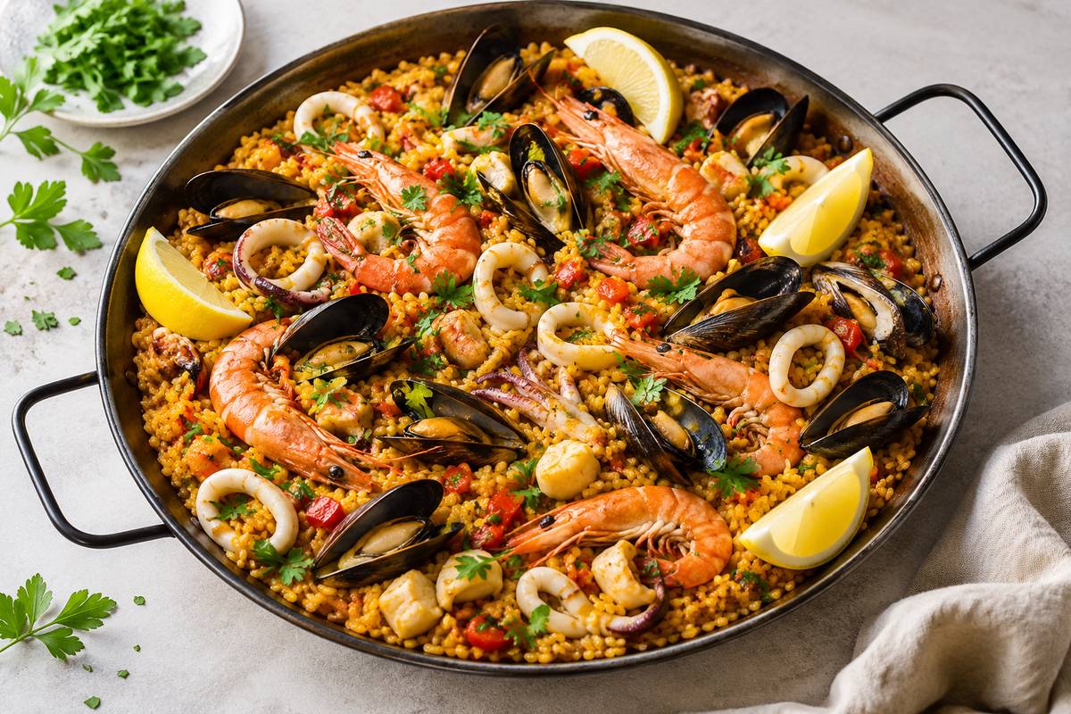 Paella med skaldjur