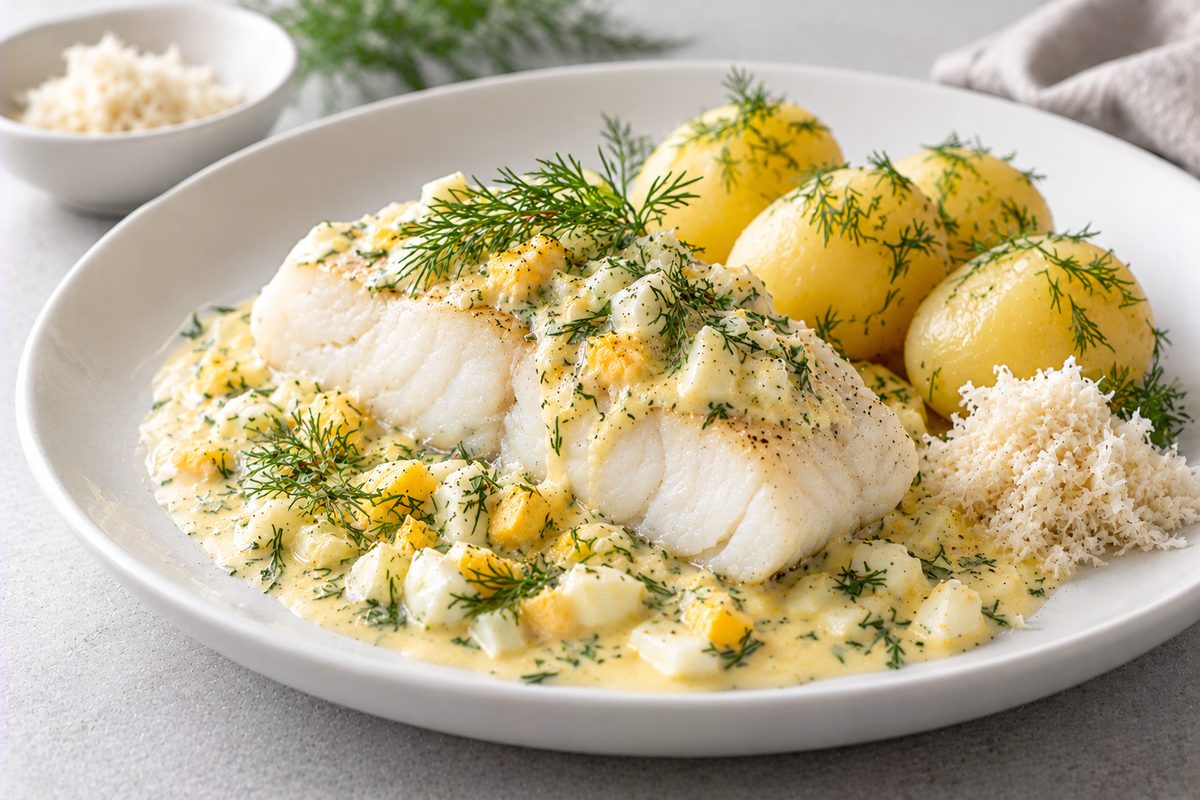 Torskrygg med äggsås och dill